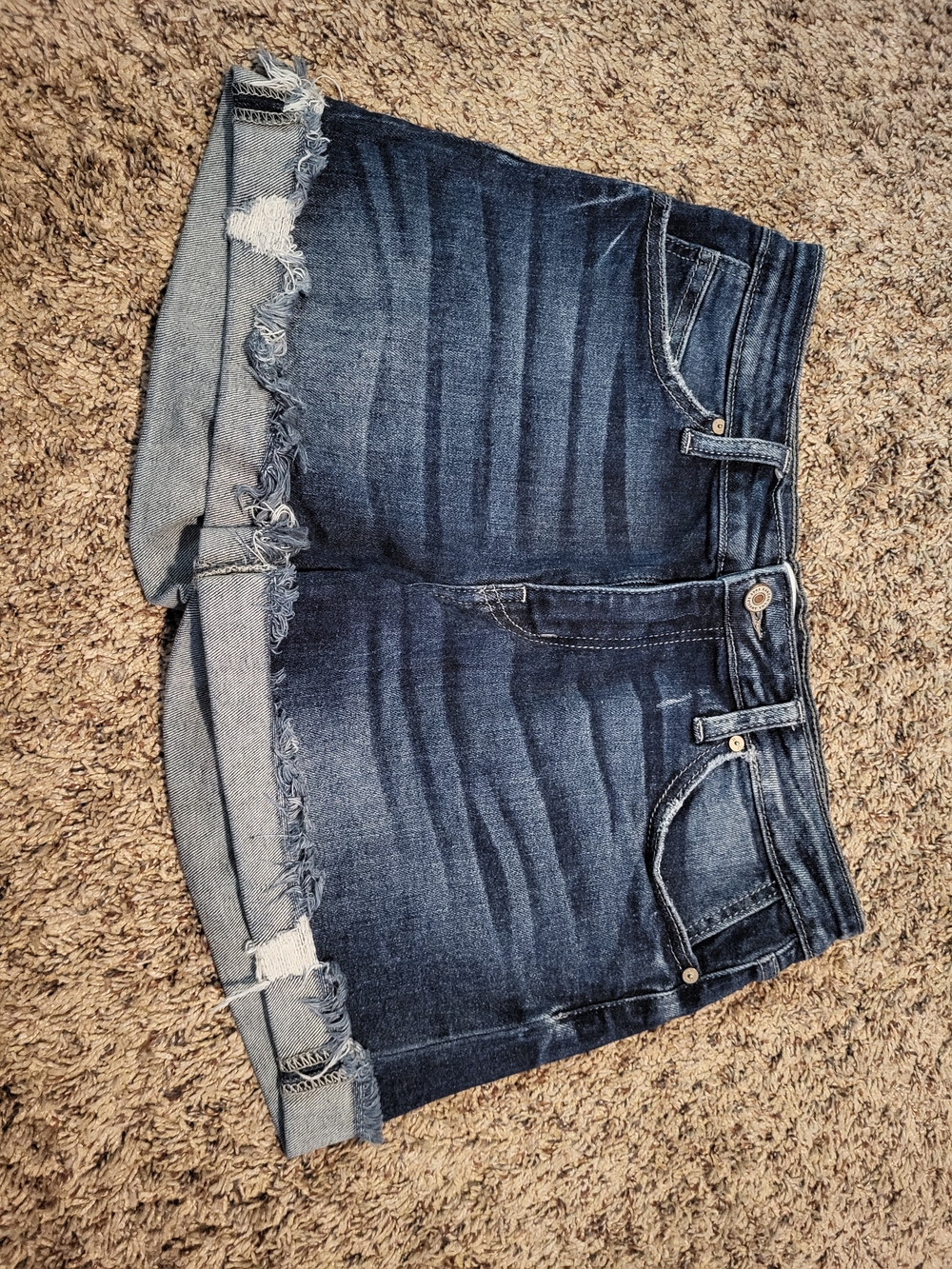 KanCan Dark Blue Denim Shorts with White Pocket Lining